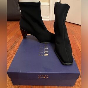 Vintage Stuart Weitzman Jaunty Black Micro Stretch Ankle Boots